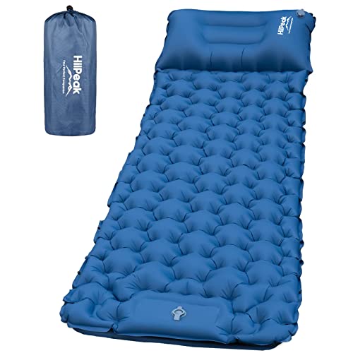 HiiPeak Sleeping Pad for Camping- Ultralight Inflatable Sleeping Mat with Built-in Foot Pump & Pillow, Upgraded Compact Camping Air Mattress for Camping, Backpacking, Hiking