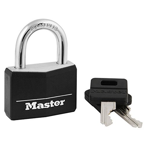 Master Lock Covered Aluminum Lock, Locker Lock with Key, Key Lock for Gym Locker, 1 Pack, 141D, Black