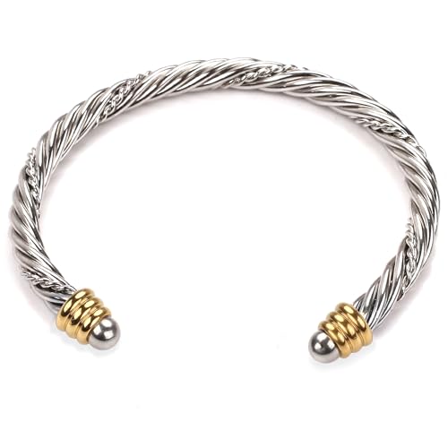 david yurman dupes bracelets for Women knockoff Twisted Cable designer inspired Bangles Stainless Steel Two Tone Knot Adjustable Vintage Jewelry