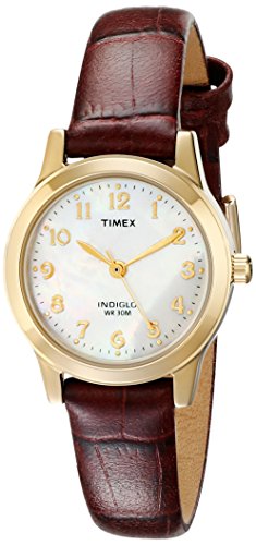 Timex Women's T21693 Essex Avenue Burgundy Croco Pattern Leather Strap Watch,Gold/Burgundy/MOP