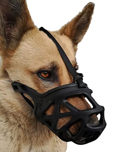 Mayerzon Dog Muzzle, Breathable Basket Muzzles for Small, Medium, Large and X-Large Dogs, Stop Biting, Barking and Chewing, Best for Aggressive Dogs (X-Large, Black)