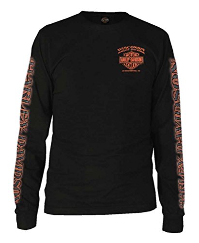 Harley-Davidson Men's Eagle Piston Long Sleeve Crew Shirt, Black 30299947 (L)