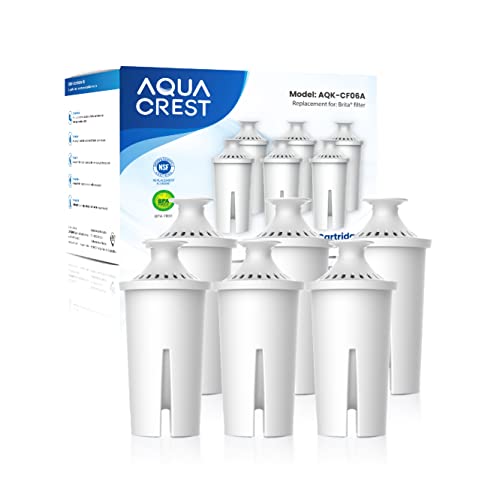 AQUA CREST Replacement for Brita Water Filter, Pitchers and Dispensers, Classic OB03, Mavea 107007, and More, NSF Certified Pitcher Water Filter, 1 Year Filter Supply, 6 Count