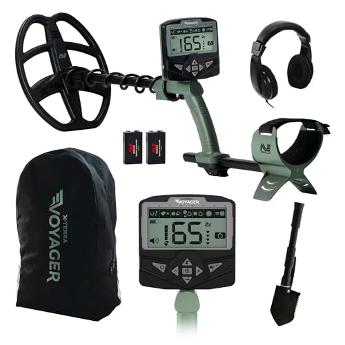 MINELAB X-TERRA VOYAGER All-Terrain Pinpointing Adult Metal Detector with Waterproof Coil, 4 Detect Modes, Clear Target ID, Backlit Display (Complete Kit with Headphones, Backpack, Collapsible Digger)