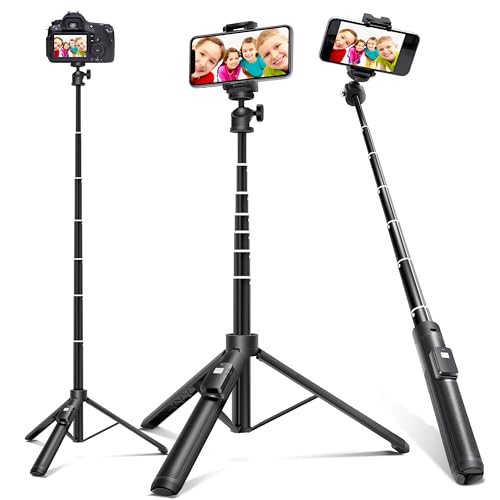 BZE Selfie Stick,Long Extendable Selfie Stick Tripod,Phone Tripod with Wireless Remote Shutter,Group Selfies/Live Streaming/Video Recording Compatible with All Cellphones