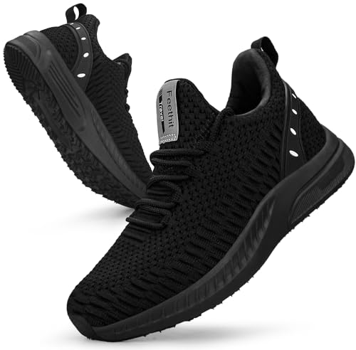 Feethit Women Tennis Running Shoes Walking Shoes Lightweight Casual Sneakers for Travel Gym Work Woman Waitress Nurse All Black 8