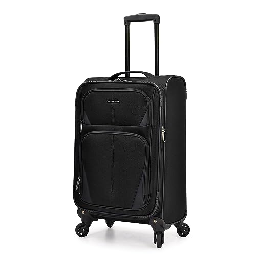 U.S. Traveler Aviron Bay Expandable Softside Luggage with Spinner Wheels, Black, Carry-on 22-Inch