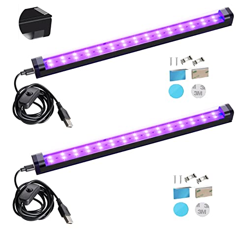 Black Light Bar 10W 1ft LED Blacklight for Fluorescent Tapestry Poster Body Paint Glow Party UV Strip Lights for Cabinet and Display Magnetic THLITURE 2 Pack