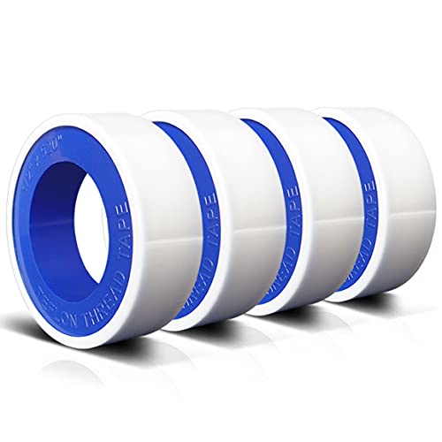 VOTMELL 4 Rolls 1/2 Inch(W) X 520 Inches(L) Teflon Tape,Plumbers Tape,PTFE Tape,Sealing Tape,Plumbing Tape,Sealant Tape,Thread Seal Tape for Shower Head,Water Pipe Sealing Tape,Duct Tape,White