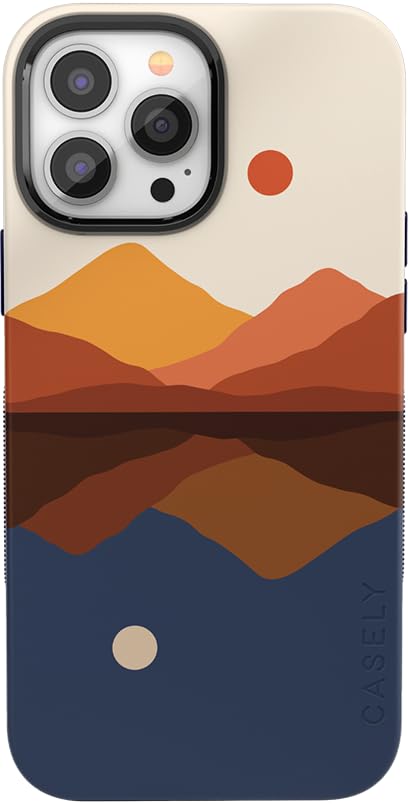 Casely iPhone 14 Pro Case | Opposites Attract | Day & Night Colorblock Mountain | Compatible with MagSafe