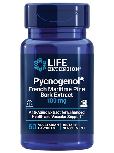 Life Extension Pycnogenol – French Maritime Pine Bark Extract – Scientifically Studied healthy aging & Vascular Health Supplement – Non-GMO, Gluten-Free, Vegetarian – 60 Capsules