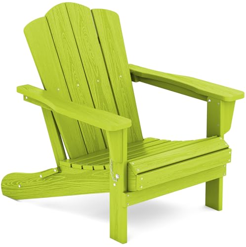 KINGYES Folding Adirondack Chair, HDPE All-Weather Folding Adirondack Chair -Apple