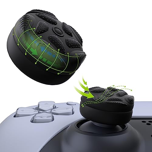 PlayVital Thumbs Cushion Caps Thumb Grips for ps5/4, Thumbstick Grip Cover for Xbox Series X/S, Thumb Grip Caps for Xbox One, Elite Series 2, for Switch Pro Controller - Raindrop Texture Design Black