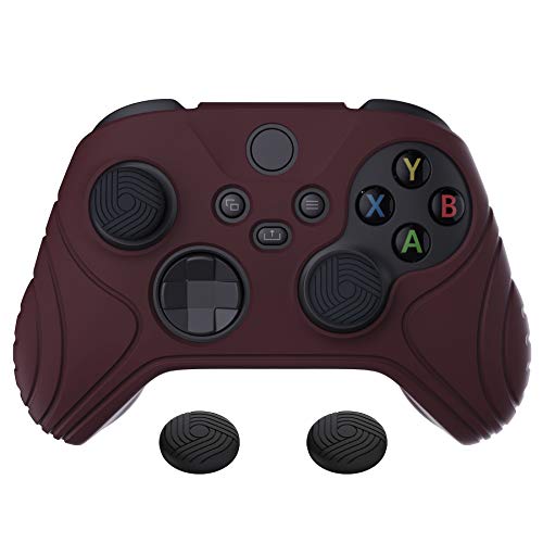 eXtremeRate PlayVital Samurai Edition Wine Red Anti-Slip Controller Grip Silicone Skin for Xbox Core Wireless Controller, Ergonomic Protective Case Cover for Xbox Series S/X Controller w/Thumb Grips