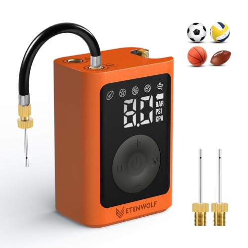 ETENWOLF P300 Plus Ball Pump, Electric Basketball Pump Inflation and Deflation, with 3200 mAh Rechargeable Battery, Air Pump for All Sports Balls,Vivid Orange