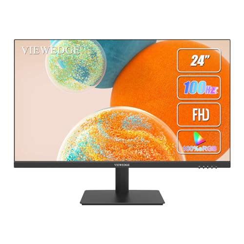 Viewedge 24 Inch Monitors - FHD 1080p 100Hz (Supports 75hz) Computer Monitor 24 inch with Bluelight Filter HDMI VGA Ports, 100x100 mm VESA (Wall Mountable), Ultra Thin Bezel Designed