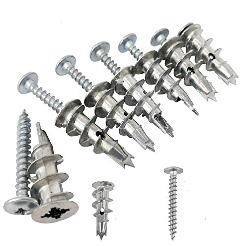 Ansoon Zinc Self-Drilling Drywall Anchors with Screws Kit, 25 Heavy Duty Metal Wall Anchors and 25#8 x 1-1/4'' Screws - 50 Pieces All Together