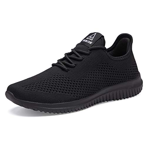 VAMJAM Men's Running Shoes Ultra Lightweight Breathable Walking Shoes Non Slip Athletic Fashion Sneakers Mesh Workout Casual Sports Shoes All Black Size 10