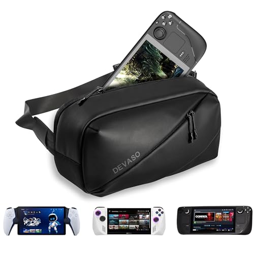 DEVASO Carrying Case for Steam Deck / OLED / ASUS ROG Ally / PlayStation Portal, Storage Bag with Multi-Pockets Fit Handheld, Dock Station and Other Accessories, Everyday Carry Bag for Travel