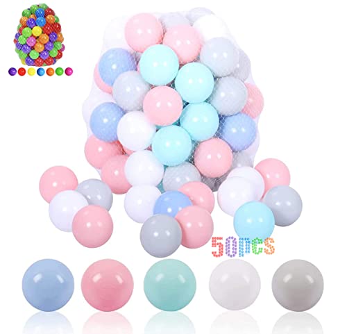 LANGXUN 50pcs Soft Plastic Balls - Toy Balls for Kids - Gift for Toddler Birthday Christmas, Ball Pit Play Tent, Water Toys, Kiddie Pool, Party Decoration