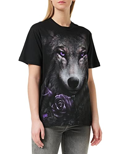 Spiral - Wolf Roses - Front Print T-Shirt Black - XXL
