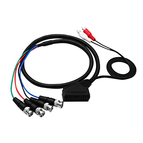 XTPTFABS Female RGB Euro SCART to 4 RGB BNC and 2 RCA Adapter Audio Video Gaming Cable, Use for Sony PVM BVM Series Monitors，JVC Series TM-H1750CG TM-H1950CG Monitor, Neo Geo CD Console etc