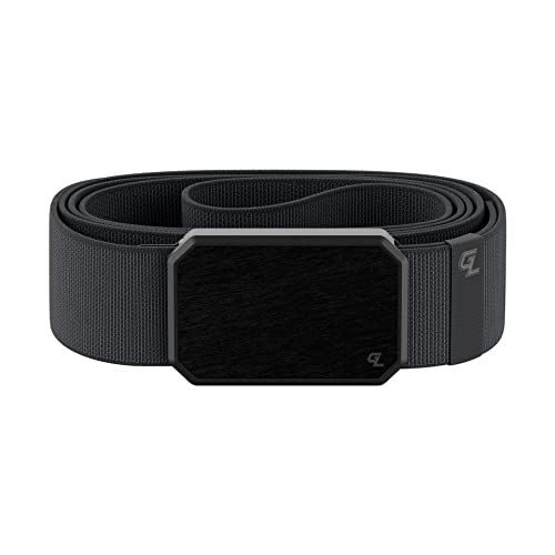 Groove Life Groove Belt Black/Stone - Men's Stretch Nylon Belt with Magnetic Aluminum Buckle, Lifetime Coverage - Medium (33-36')