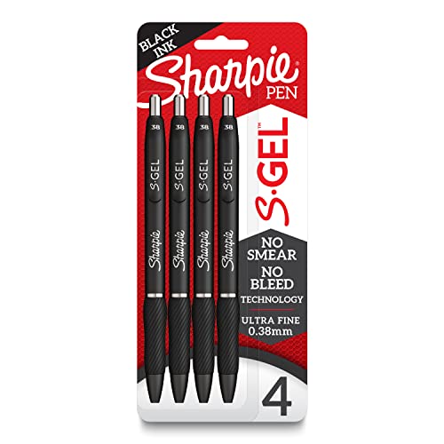 SHARPIE S-Gel, Gel Pens, Ultra Fine Point (0.38mm), Black, 4 Count, S-Gel, Gel Pens, Ultra Fine Point (0.38mm), Black, 4 Count, S-Gel, Gel Pens, Ultra Fine Point (0.38mm), Black, 4 Count