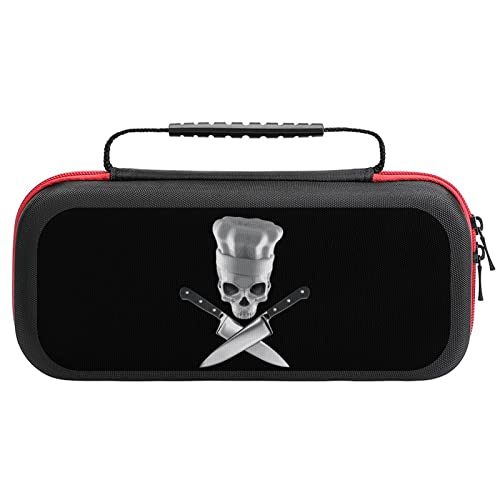 Chef Skull with Crossed Knives Compatible with Nintendo Switch Carrying Case Portable Travel Carry Cover Accessories With 20 Game Card Slots