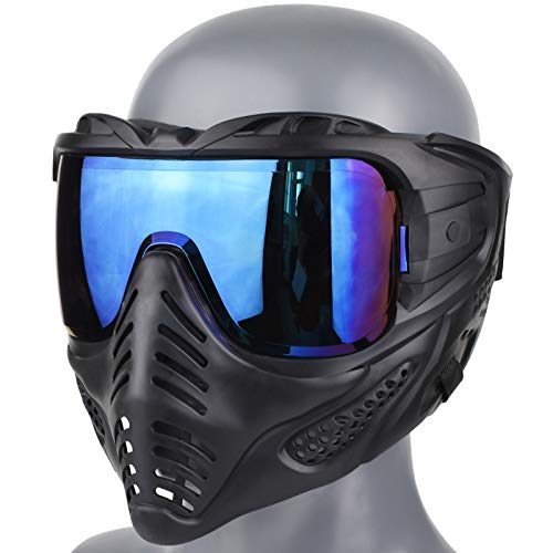 Paintball Mask Anti Fog, Airsoft Mask Full Face Adjustable Protection Gear, Tactical Mask for Men Motorcycle Riding Skiing Face Protection