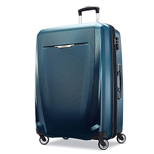 Samsonite Winfield 3 DLX Hardside Expandable Luggage with Spinners, Navy, Checked-Large 28-Inch
