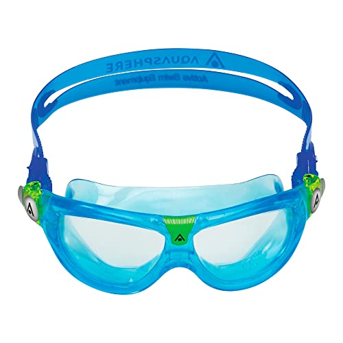 Aqua Sphere Seal Kid 2 Swim Goggles - Ultimate Underwater Vision, Comfortable, Anti Scratch Lens, Hypoallergenic - Unisex Children, Clear Lens, Turquoise/Blue Frame