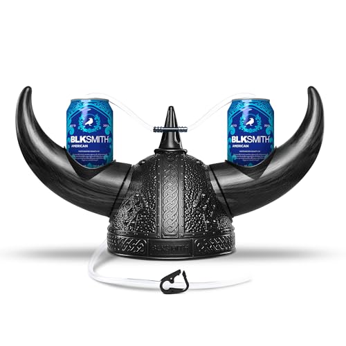 BLKSMITH Viking Drinking Hat | Viking Helmet | Drinking Accessories for Parties & College | Fits 16' - 24' Head