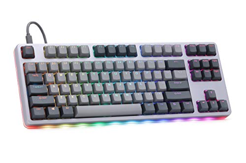 DROP CTRL High-Profile Mechanical Keyboard — Tenkeyless TKL (87 Key) Gaming Keyboard, Hot-Swap Switches, Programmable, Backlit RGB LED, USB-C, Doubleshot PBT, Aluminum (Gray, Halo Clear)