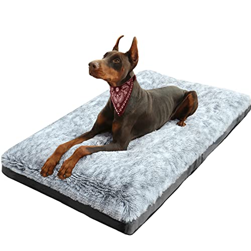 KISYYO Dog Beds for Large Dogs Fixable Deluxe Cozy Dog Kennel Beds for Crates Washable Dog Bed, 36 x 23 x 3 Inches, Grey