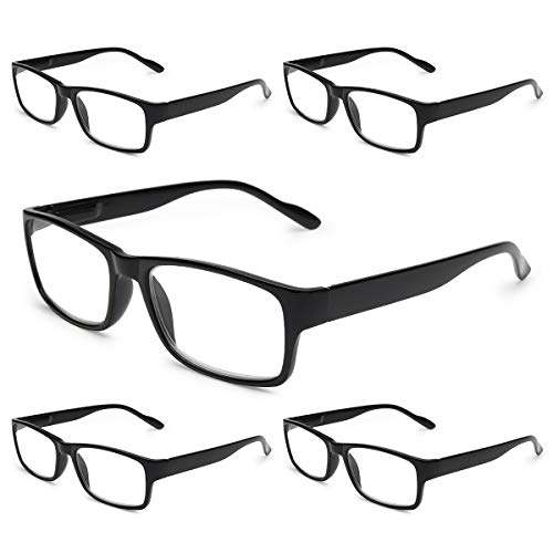 Gaoye 5-Pack Reading Glasses Blue Light Blocking,Spring Hinge Readers for Women Men Anti Glare Filter Lightweight Eyeglasses (5-pack Light Black, 1.75)