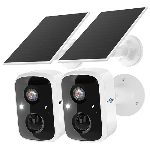 Hiseeu Solar Camera Security Outdoor, 2 Pack 100% Wireless 3K 4MP Surveillance Indoor WiFi Smart Cameras for Home Security Outside, PIR/AI Motion Detection, Waterproof, Color Night Vision, 2-Way Audio