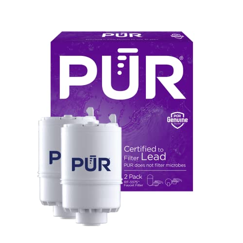 PUR Faucet Mount Replacement Filter 2-Pack, Genuine PUR Filter, 2-in-1 Powerful Filtration, Includes Lead Removal, 6-Month Value, White (RF33752)