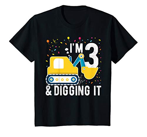 Kids 3rd Birthday Boy 3 Year Old Construction Truck Excavator T-Shirt