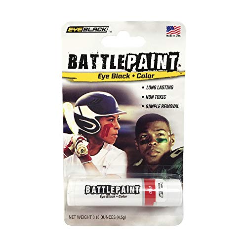 EyeBlack BattlePaint – Bright Colored Under Eye Black Grease for Pro Athletes and Super Sports Fans, Football, Baseball, Softball, Soccer, 1 Stick - Red