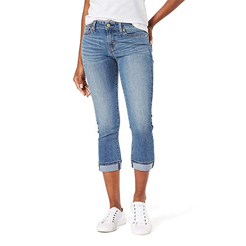 Signature by Levi Strauss & Co. Gold Label Women's Mid-Rise Slim Fit Capris (Available in Plus Size), Blue Ice, 8