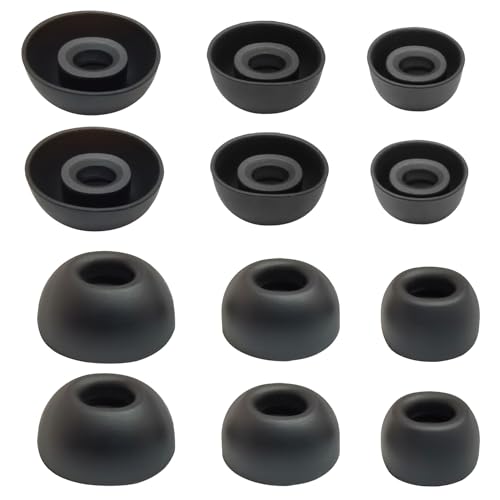 Mijusun Replacement Earbuds Tips Universal True Wireless Earbuds 4.0mm-6.0mm Nozzle Silicone Ear Tips 6 Pairs LMS Black