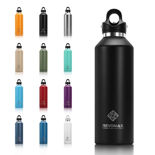 REVOMAX Threadless Vacuum Insulated Water Bottle - Effortless One-Hand Operation, Twist-Free, No-Screw Design - 36H Cold, 18H Hot Retention with Pressure Release Valve - 592ML