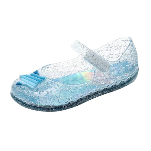 Shengsospp Toddler Girls Jelly Sandals, Summer Shoes Mary Jane Dress Princess Shoes Glitter Flat Beach Sandals For Kids Toddler Blue, Little Child 11