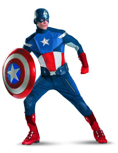 Disguise Captain America Avengers Theatrical Adult Costume, Red/White/Blue, X-Large