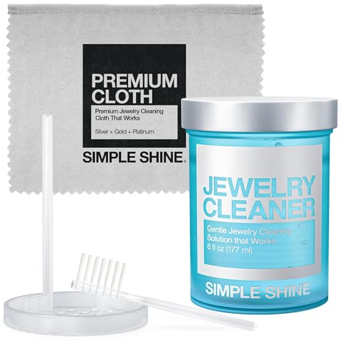 Simple Shine. Jewelry Cleaning Kit Polishing w/Cloth, Jewelry Cleaner Solution for all Jewelry. Gold Jewelry cleaner solution, Silver, Diamond Ring Cleaner, Fashion Jewelry cleaner, Made in the USA