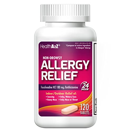 HealthA2Z Fexofenadine Hydrochloride 180mg, Antihistamine for Allergy Relief, Non-Drowsy, 24-Hour Antihistamine for Allergy Relief (120 Count (Pack of 1))