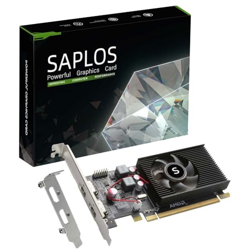 SAPLOS Radeon HD 6570 Graphics Card, Dual HDMI, 1G GDDR3 64-bit, Video Cards PC, Low Profile, Computer GPU, PCI Express x 16, 60W Low Power, Plug & Play, Single Fan Air Cooling