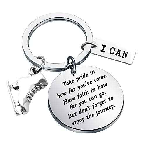 BNQL Ice Skater keychain Gift Figure Skating Gift Skate Lover Gift Skating Team Inspiration Gifts Skater Keyring Jewelry Take Pride in How Far You Have Come (keychain)