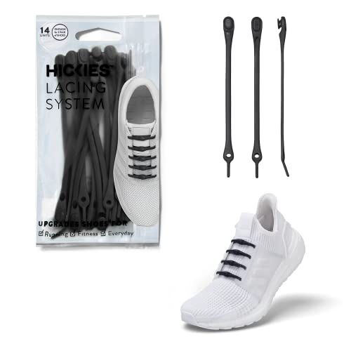 HICKIES Tie-Free Laces - No Tie Shoe Laces for Adults - Tieless Elastic for Sneakers & Flat Shoes - One Size Fits All, Unisex (Black)